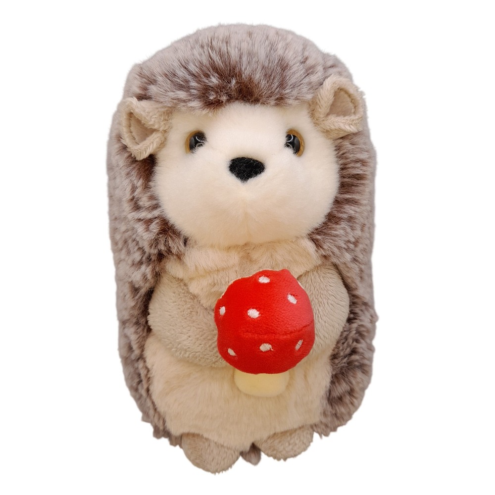 Douglas Cuddle Toys Hedgehog Plush with Red Mushroom Toadstool Brown Tan 6"